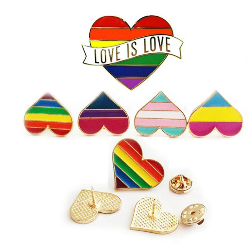 

LGBT Pride Lesbian Gay Rainbow Heart Brooch Colorful Icon Enamel Pin Backpack Clothes Lapel Pins Lover Badge Friend Jewelry Gift