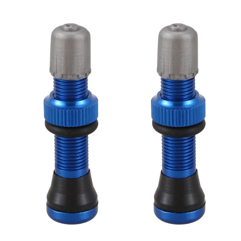 

2X Tubeless Valve Bicycle Valve for Road MTB Bicycle Tubeless Tires Brass Core Alloy Stem Tubeless Sealant Blue