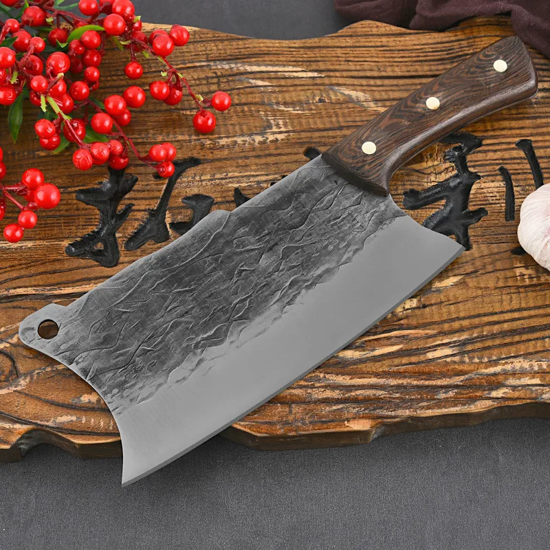 

TJ POP 7.8 Inch Butcher Knife Forged 5cr15 Stainless Steel Kitchen Chef Knife with Wood Handle Meat Slicing Cleaver Knife