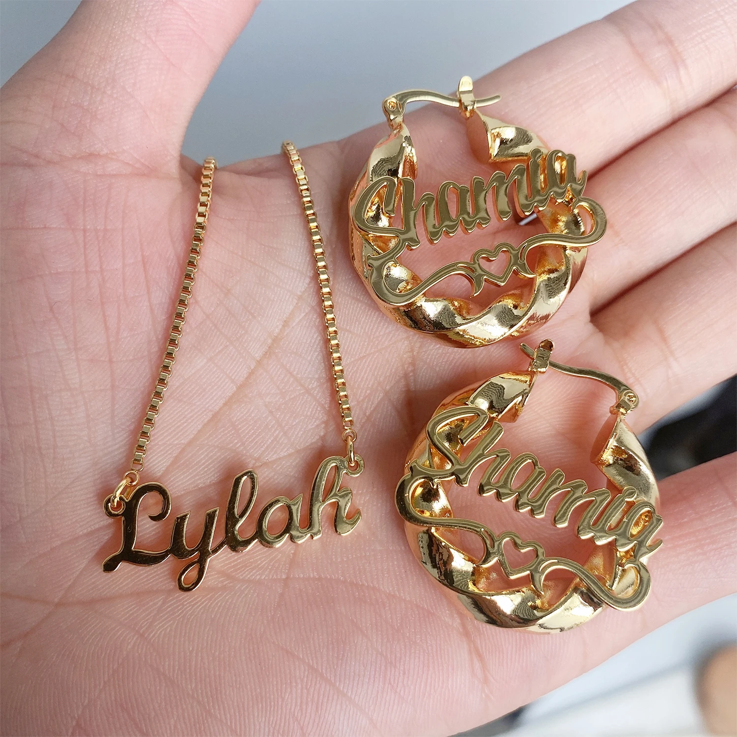 Детские серьги-кольца Qitian ожерелье с именем ювелирный набор кольца серьги на