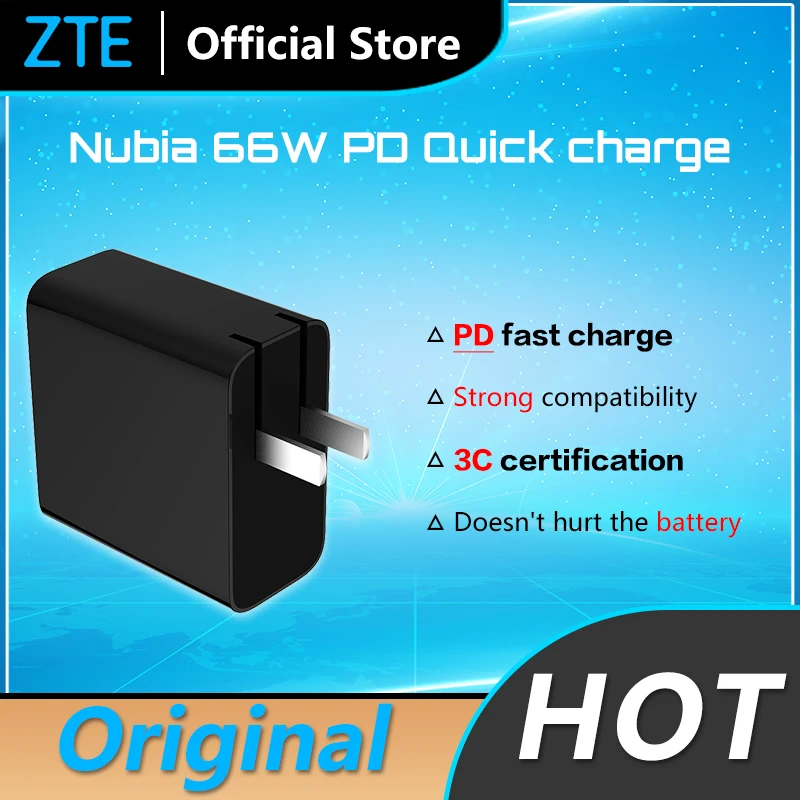 

ZTE Nubia 66W PD Quick charge charger Type-C Port RedMagic 120W GaN Quick Charger For RedMagic 6s Pro ZTE AXON 30 ULTRA