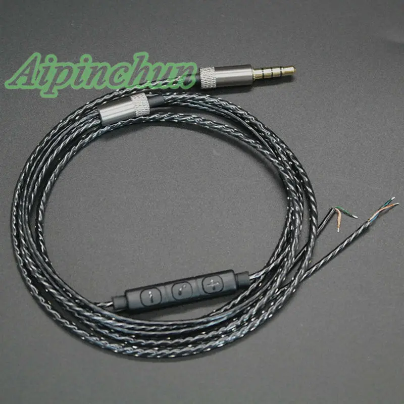 

Aipinchun 3.5mm 4-Pole Jack DIY Earphone Audio Cable w/ Controller Repair Replacement Headphone 18 Copper Core Wire 127cm AA0209