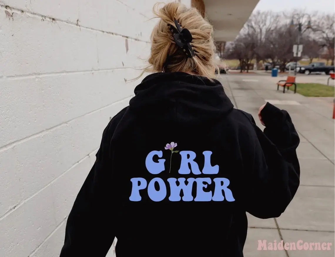

Толстовка с капюшоном Girl Power, модная женская толстовка, одежда в эстетическом стиле, уличная одежда, милая, модная, графическая, забавная, гра...