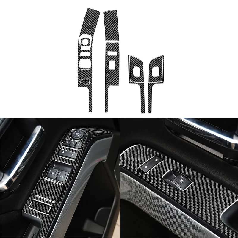 

For Chevrolet Silverado 1500/GMC Sierra 1500 2014-2018 Carbon Fiber Window Lift Control Panel Sticker Car Interior Accessories