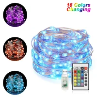 10m 100led christmas tree string lights usb remote 16 colors waterproof copper wire fairy garland lights for party wedding decor