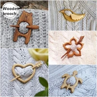 wooden brooch pin animal pattern diy craft badge cartoon pin funny cute shawl pin scarf buckle clasp pins jewelry unisex