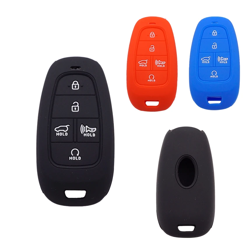 Xinyuexin 5Button Skin Key Holder Set Shell Silicone Case Car Key Cover for Hyundai Sonata DN8 Remote Control Key Cover Case Fob