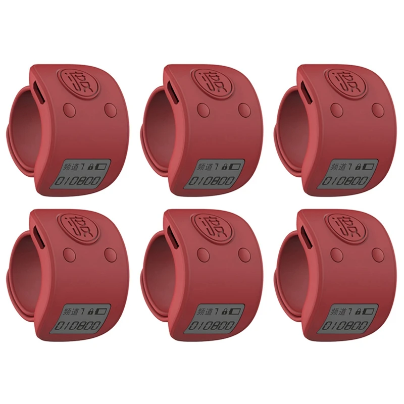 

6X Mini Digital LCD Electronic Finger Ring Hand Tally Counter 6 Digit Rechargeable Counters Clicker-Red