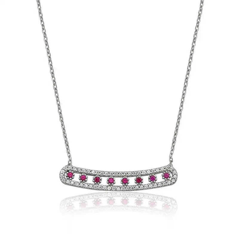 

Tevuli 925 Sterling Silver Row Stone Women Necklace