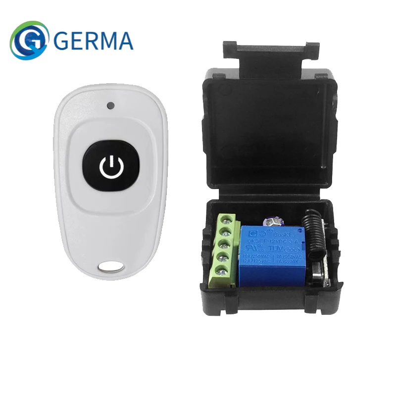 GERMA 433MHz RF wireless Remote Control DC 12V 10A 1CH Relay Receiver and Transmitter for Electric Door Light Garage Door Switch