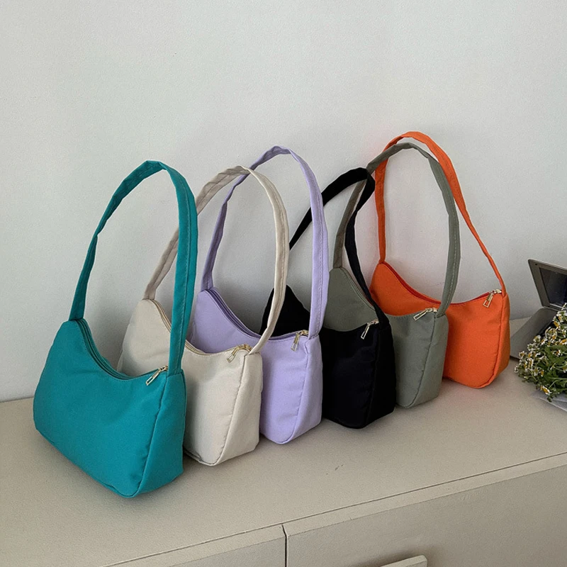 

Women's Shoulder Bag Large Capacity Oxford Cloth Underarm Bags Niche Design Simple Handbags Solid Color Brand Hobo Totes Bag