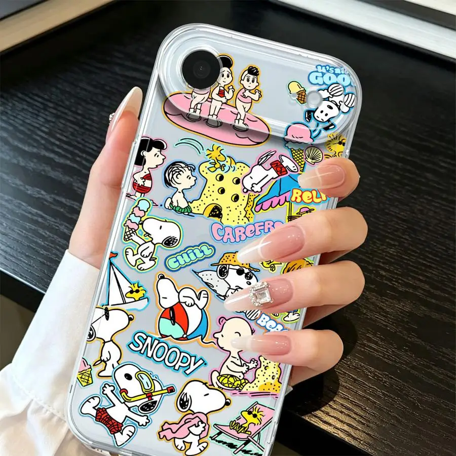 Фото Мягкий чехол для телефона iPhone 17 Pro Max, Air 12 Mini, 13, 16 Pro, 15, 14 Plus, XS Max, 11 Pro, 17e, XR с милым мультяшным принтом Снупи №2