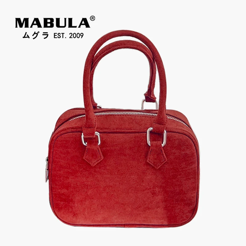 

Женская сумка-тоут MABULA, маленькая коричневая сумочка из искусственной замши с ручкой в форме коробки, сумка через плечо со съемным ремешком,...