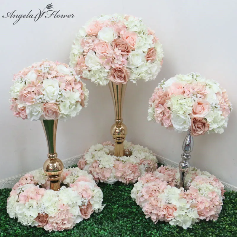 

35/40/50 Artificial Flower Table Centerpiece Wreath Party Wedding Backdrop Decor Road Lead Floral Ball Rose Hydrangea Gypsophila