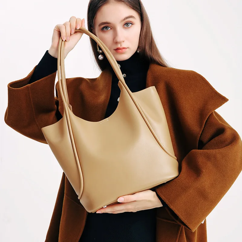 

Bag women's handbag texture tote bag real leather new shoulder hand-held messenger commuter bag high quality autumn and winter