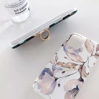 luxury flower soft silicone ring holder phone for 12 13 11 pro xs max x xr se2020 7 8 plus shockproof cover capa
