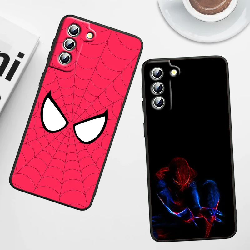Marvel Spiderman logo Phone Case For Samsung Galaxy S23 S22 S21 S20 FE Ultra Pro Lite S10 S10E S9 Plus 5G Black Funda Cover