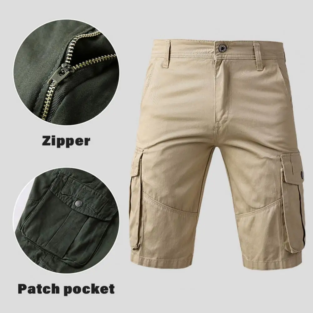

Simple Short Pants Temperament Zipper Fly Straight Trousers Mid Waisted Lightweight Cargo Shorts for Fitness