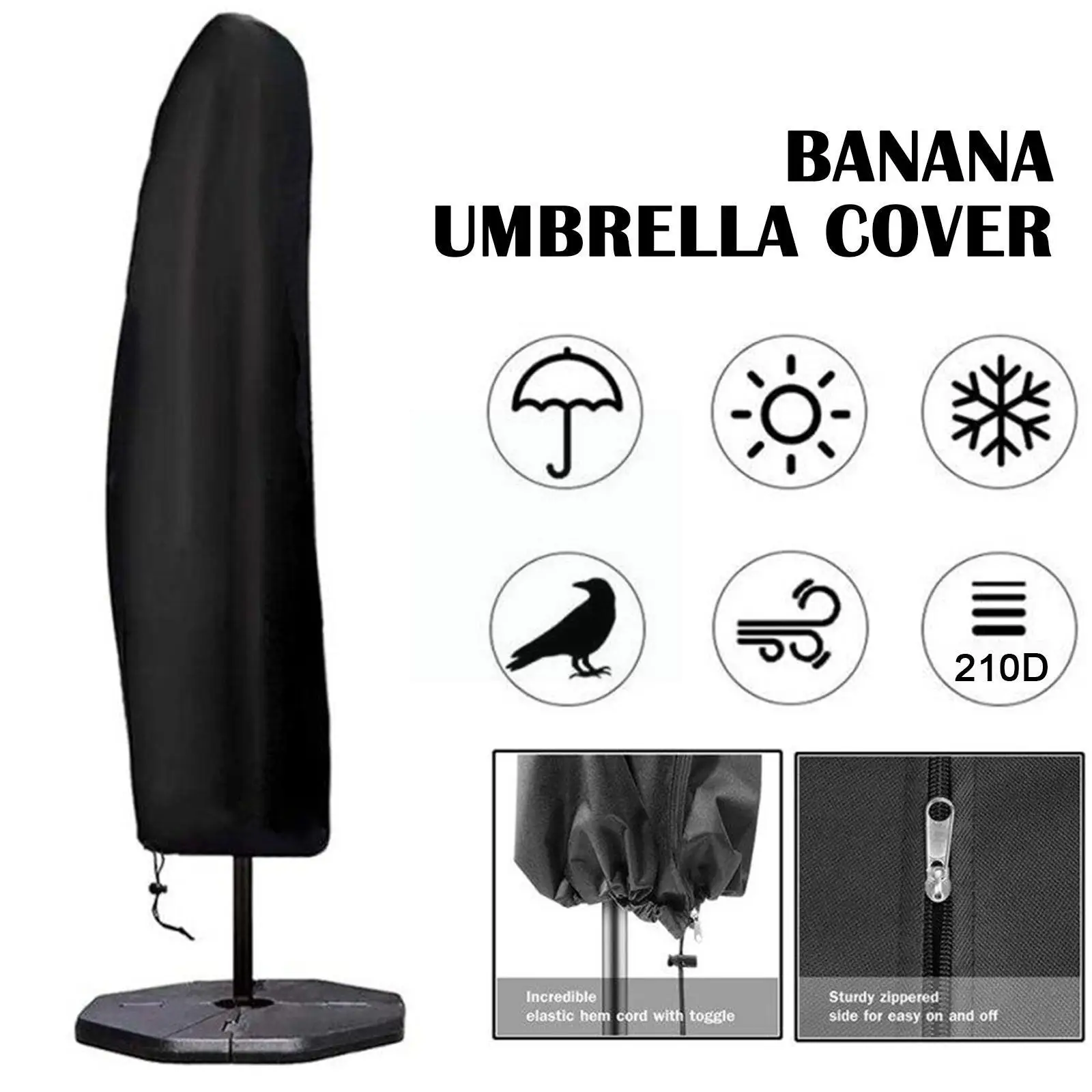 

Waterproof 210d Oxford Cloth Outdoor Sunshade Umbrella Cover Cantilever Parasol Cover Patio Rain Garden Accessories Weather J6q9