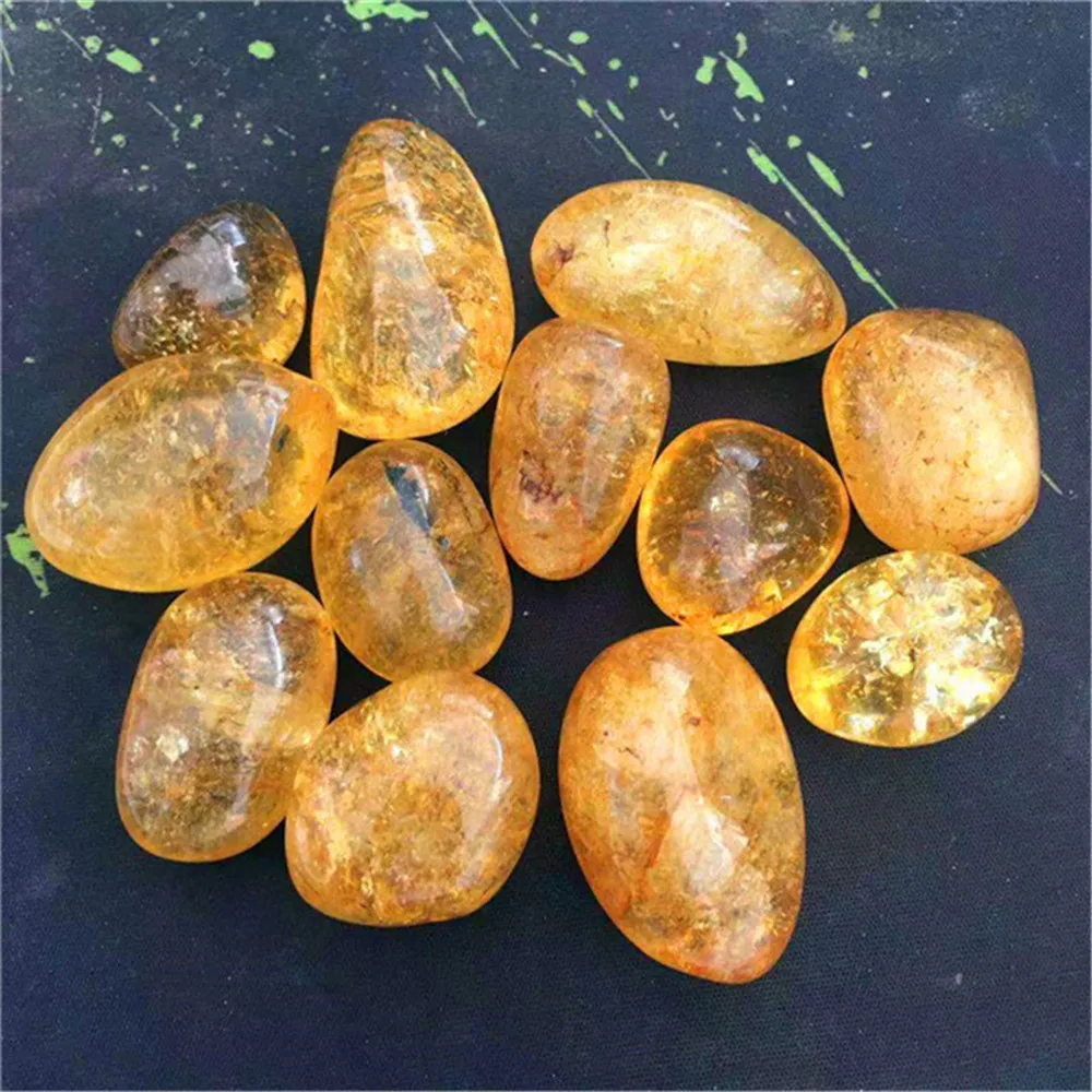 

Polished Crystals Healing Stones Natural Quartz Yellow Citrine Crack Tumbled Stones For Aquarium Decoration