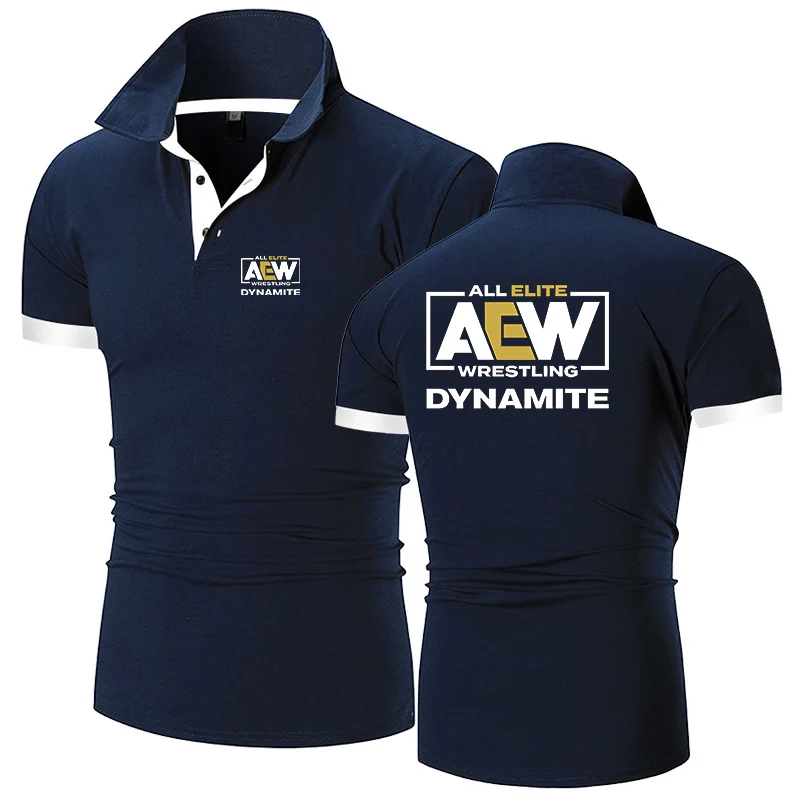Фото 2024 Summer Men's All Elite AEW Wrestling AEW Logo Print High-Quality Cotton Lapel Collar Design Popular Solid Color Polo Shirts №5