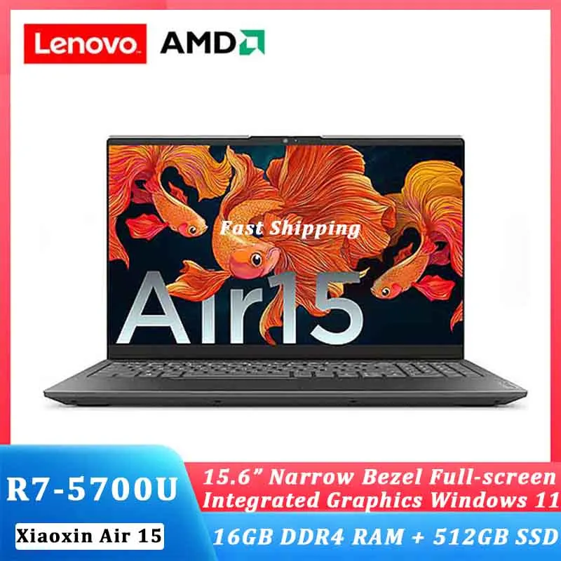 

Lenovo Xiaoxin Air 15 laptop New 2021 AMD Ryzen 7 5700U/Ryzen 5 5500U 16GB RAM 512GB SSD Camera Ultraslim Windows 11 Notebook