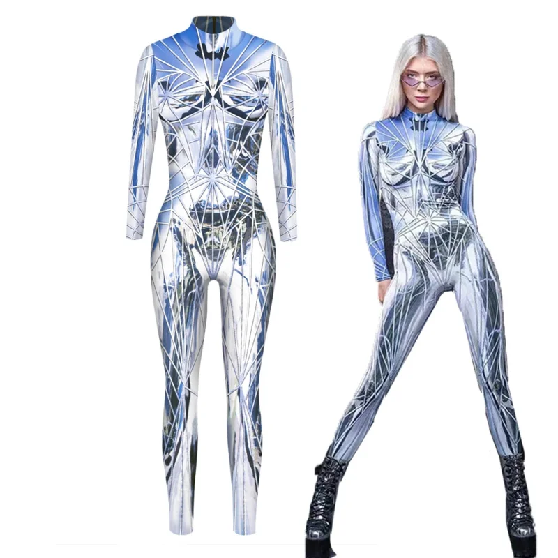 Сексуальный костюм будущего для косплея робот панк готический комбинезон