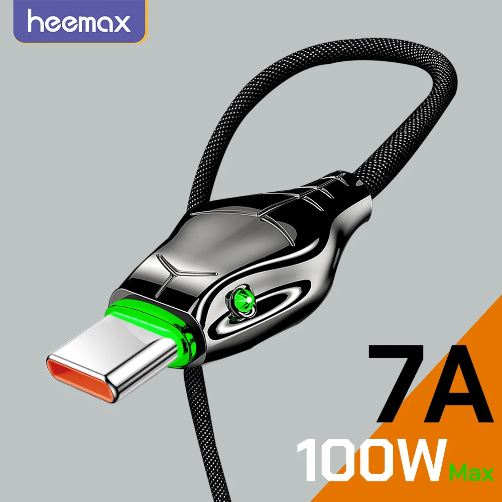 

HEEMAX 7A USB Type C Cable For Huawei Honor 100W/66W Fast Charging Charger USB C Data Cord Cable For Xiaomi Poco Oneplus Samsung