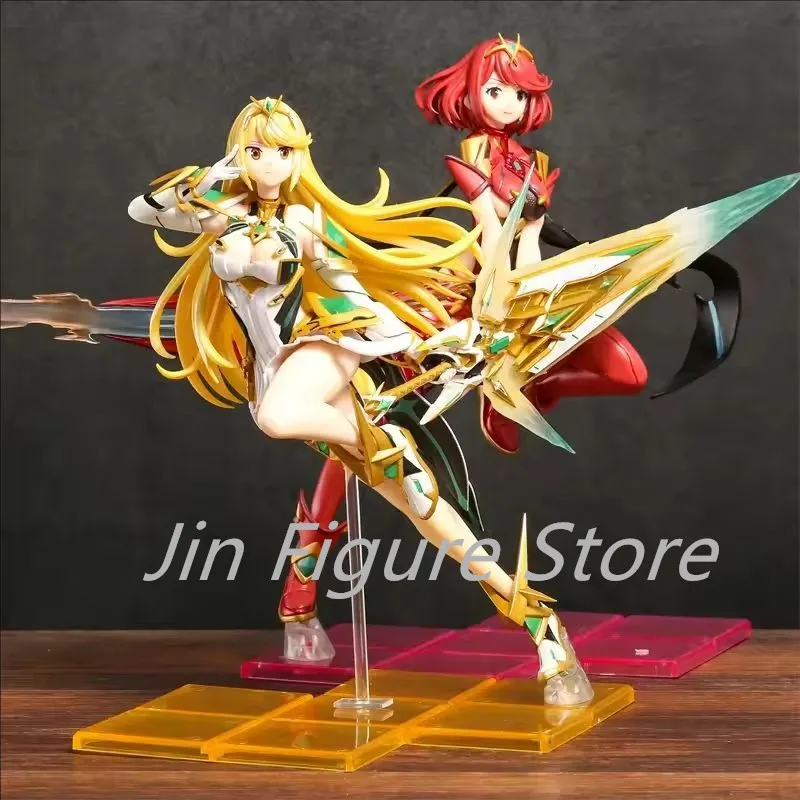 Фото 21 см Xenoblade Chronicles 2 Pyra и Mythra, фигурка девушки, модель, статуя, коллекция для мальчиков, украшение для рабочего стола, орнамент, игрушки, подарки №1