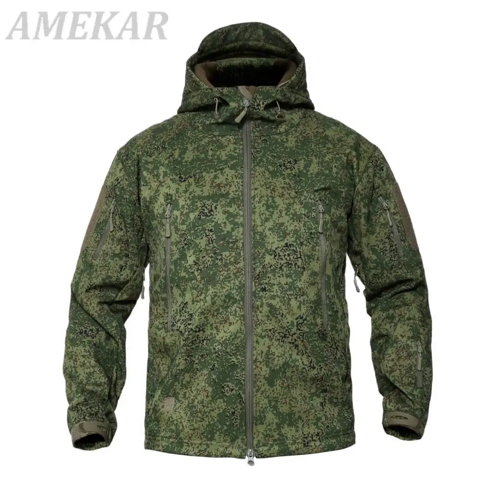 

Russian Military Jackets Men's Camouflage Military Mens Hooded Jacket Sharkskin Softshell Army Tactical Coat Multicamo Woodland