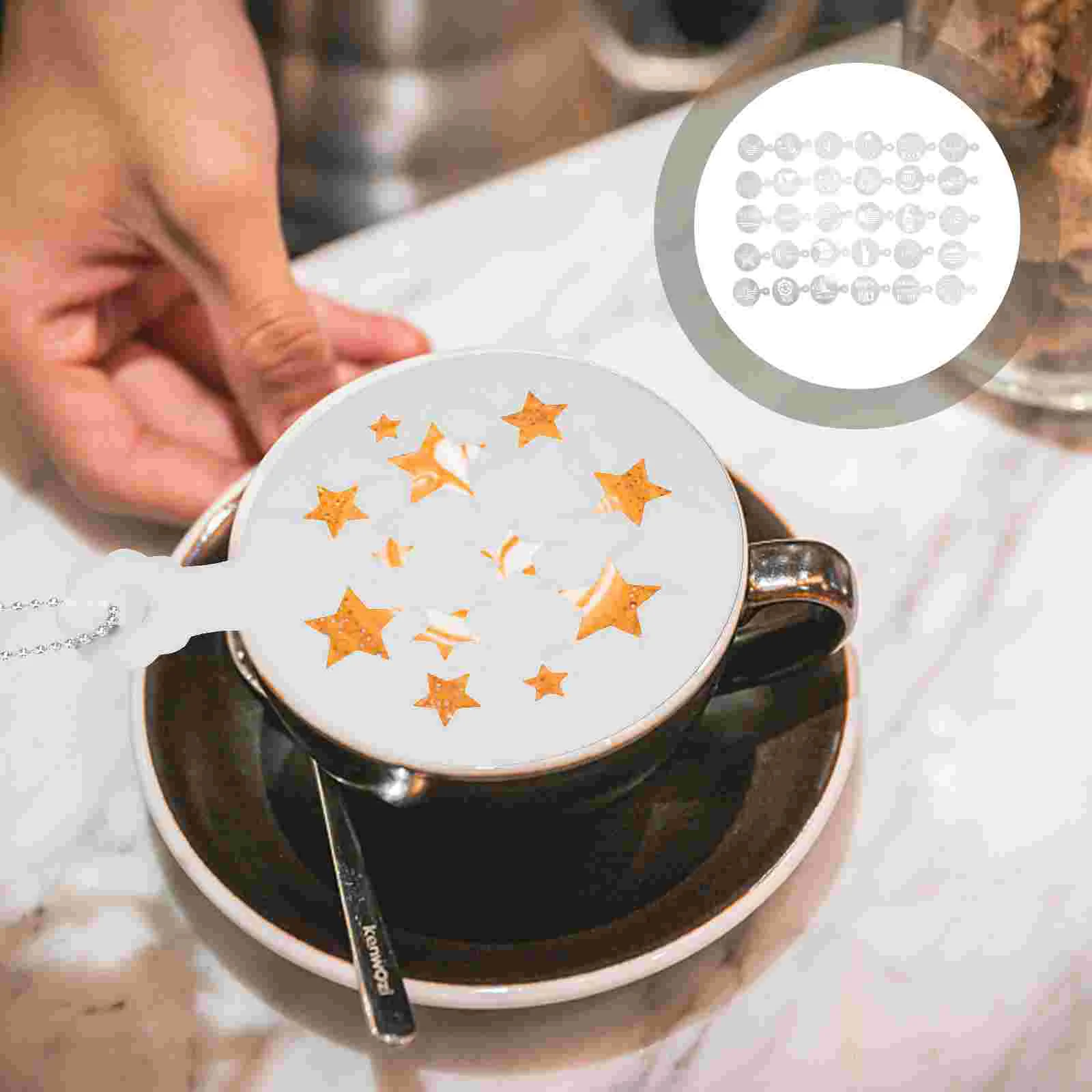 

30Pcs Independence Day Coffee Stencils Chic Coffee Stencils DIY Painting Templates