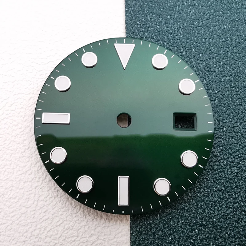 Top Green Watch Dial For 40mm Submariner 116610LV Fits 3135 Movement Aftermarket Watch Parts