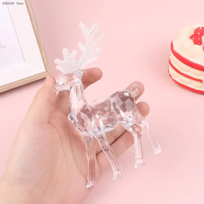 

1X White Crystal Transparent Shiny Elk Cake Toppers Decorations Happy Birthday Party Decoration for Baking Supplies Love Gifts