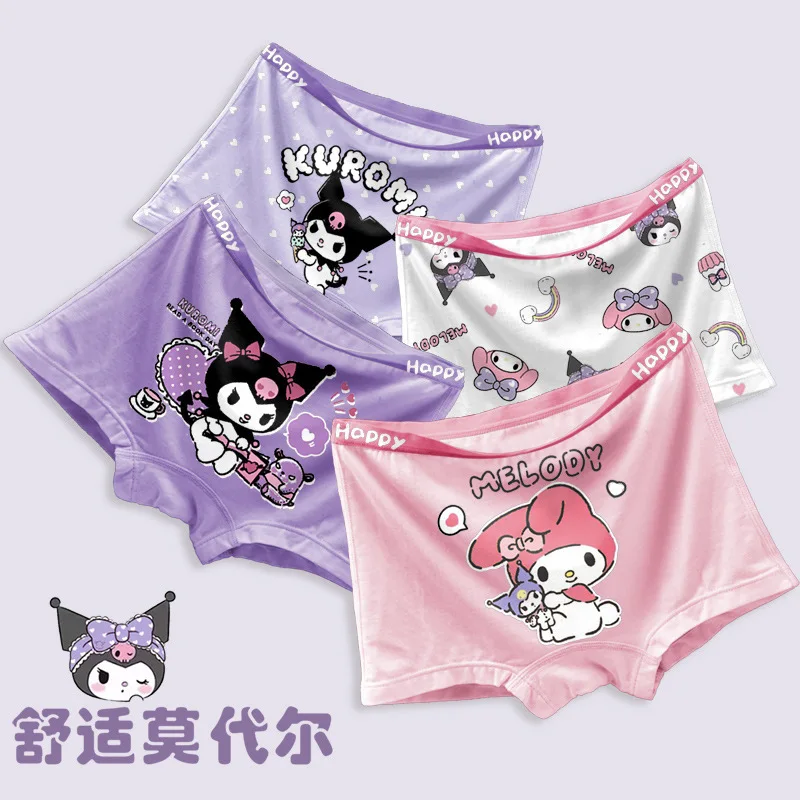 

4 шт./комплект, детские трусы-боксеры Sanrio Kuromi My Melody