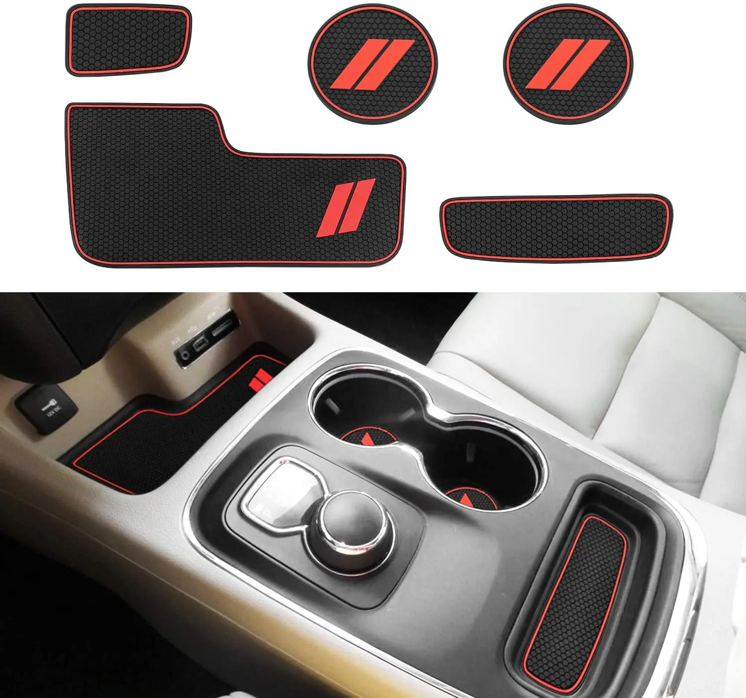 

Anti-Slip Cup Holder Mat for Dodge Durango 2014 2015 2016 2017 2018 2019 2020 Accessories Rubber Coaster Non-slip Mat pad (RED)