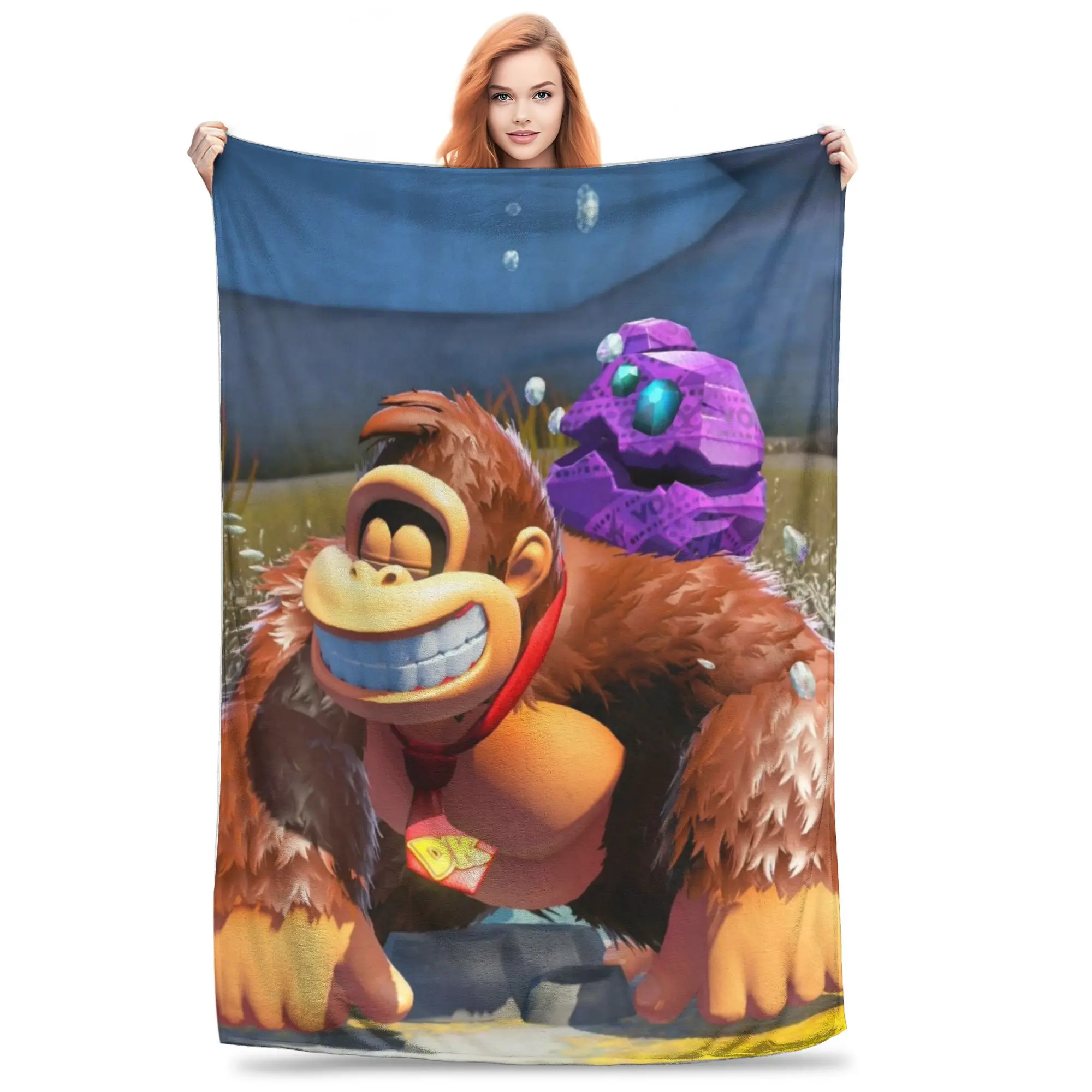 Фото Игровое одеяло Donkey Kong Bananza, теплое флисовое одеяло для дивана, постельное белье, дорожные пледы, покрывало, одеяло №5