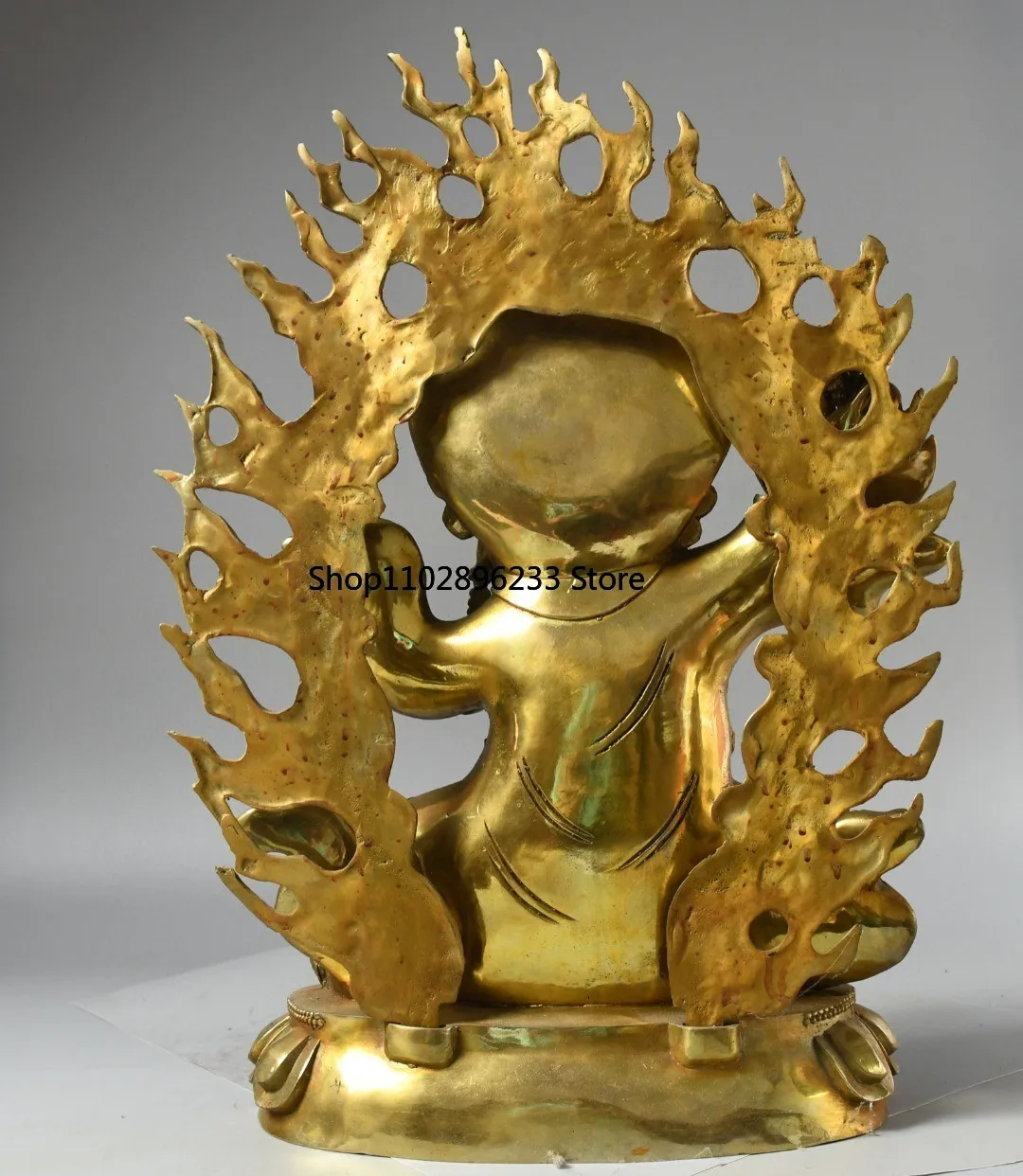 Тибетская латунь позолоченное большое черное небо Кинг-Конг рука Бог богатства