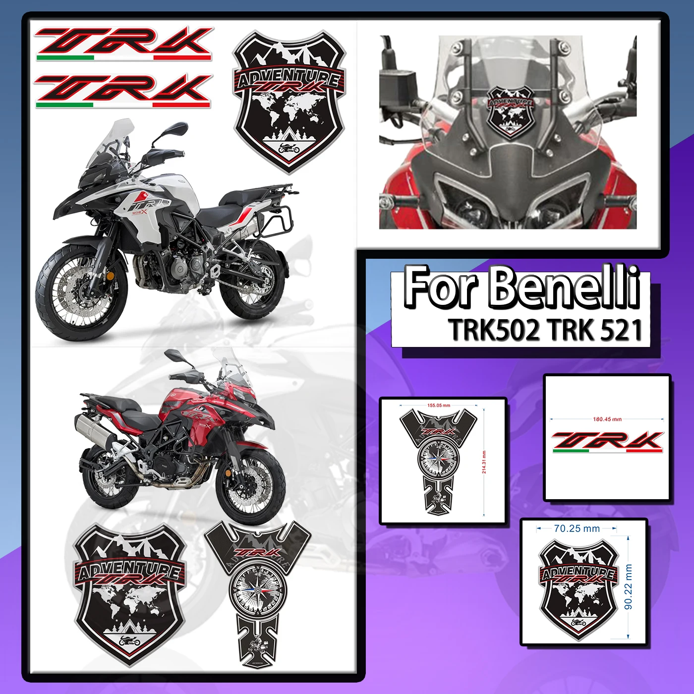 

Motorcycle Stickers Tank Pad Emblem Protector Adventure Trunk Luggage Aluminum Cases For Benelli TRK502 TRK 521