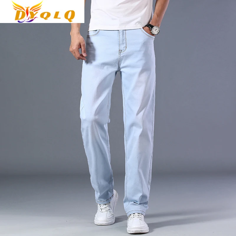 

Premium Stretch Thin Jeans Men's Brand Clothes Plus Size Men's Light Blue Jeans Spring And Summer Loose Straight