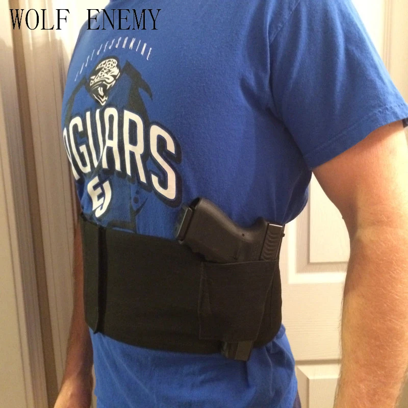 

Slim Wrap Concealed Carry Belly Wrap Holster Belly Gun Holster Abdominal Band Pistol Holster with 2 Magazine Pouches