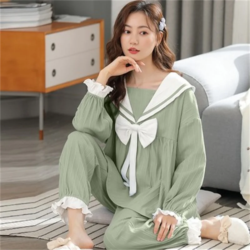Pajamas Set Sexy Princess Sleepwear For Women Pink Elastic Pyjama Women's Cotton Fashion Soft Homewear Autumn Clothes Big Size