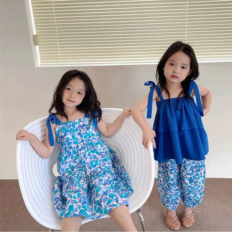 

Children's Cool Set Summer Girls Suspender Top + Mosquito Pants Two-piece Set 3-8 Years Old Children's Clothing