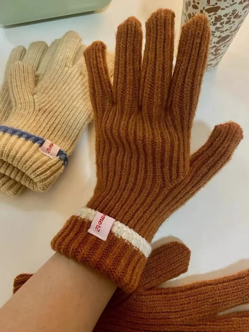 

Autumn and Winter Gloves for Women Winter Touch Screen Open Finger Wool Knitted Five Fingers To Keep Warm and Cold Gloves