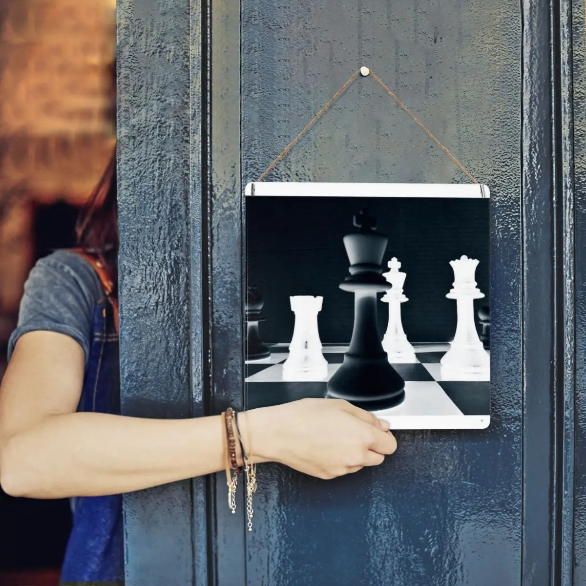 

Мастер шахматы металлический жестяной знак Декор железное покрытие не легко деформировать добавить атмосферу подарок на день рождения