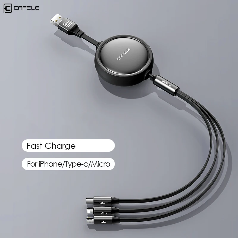 

Cafele 3in1 Phone Charger Cable Micro Usb Type C Lightning Cable For iPhone 14 Pro Max 13 12 Realme Samsung Phone Charging Cord