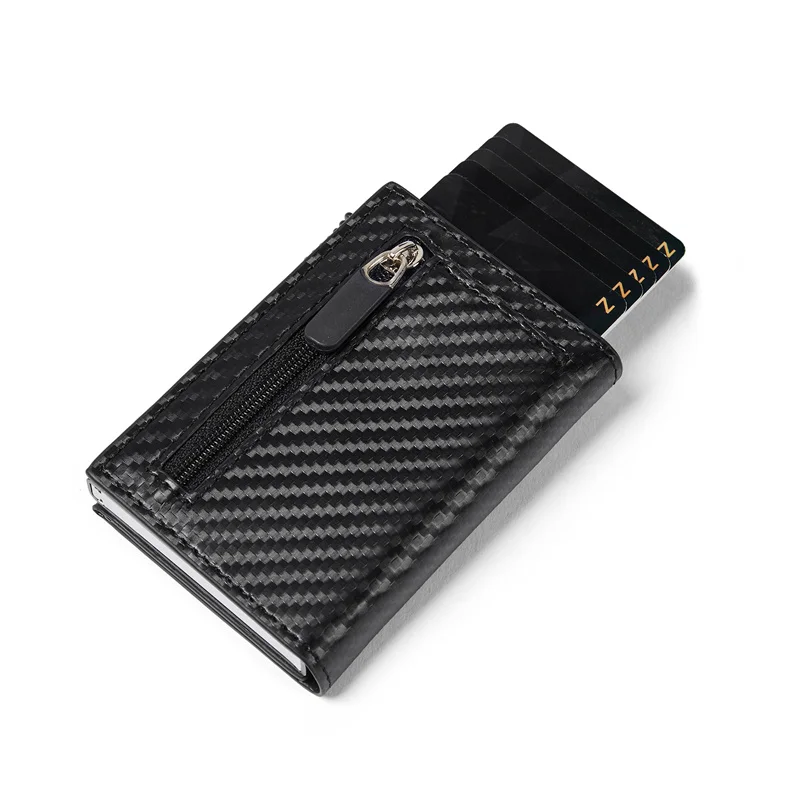 2023 New Rfid Card Holder Wallets Customized Name Carbon Fiber Cards Holder Slim Mini Wallet With Coins Money Pocket Men Purses