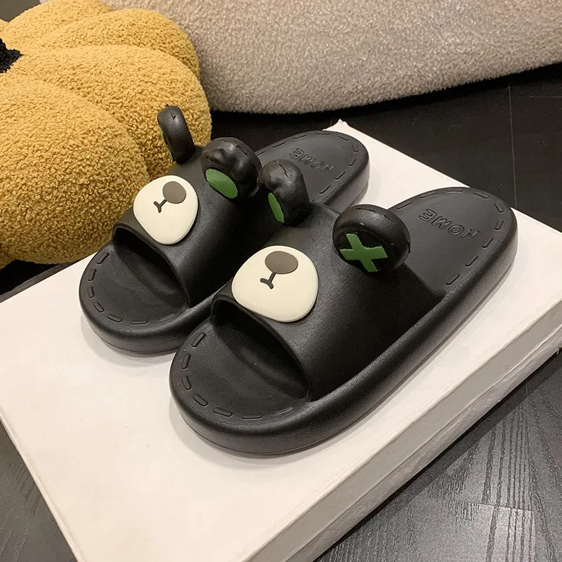 Women's Indoor Non-slip Slippers Sweet Bear pattern Couple Home Slides EVA Soft Sole Light 2023 Summer New Lovers Leisure Shoes