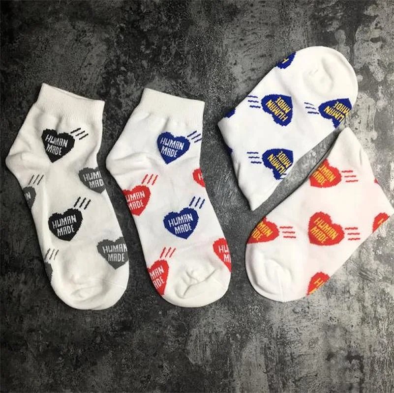 

22SS Short Socks Heart Pattern Embroidery HUMAN MADE Socks Men Women 100% Cotton HUMAN MADE Socks Fashion Mon Compte