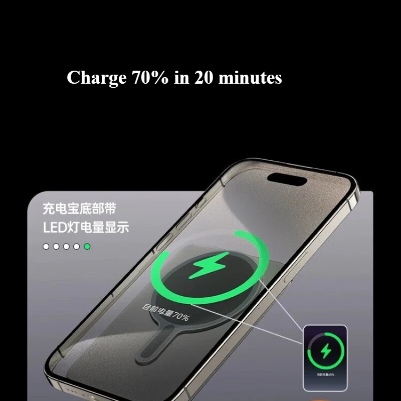 Фото Новинка 2023 года, ультратонкое магнитное зарядное устройство Powerbank из сплава, беспроводное быстрое зарядное устройство для iPhone 15 14 13, резервная батарея для Magsafe №4