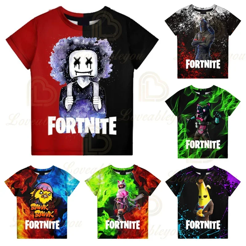 Фото 3d футболка для мальчиков и девочек, топы Fortnite Victory, детская одежда, детская футболка Battle Royale, футболка Ravage Hero, одежда №1